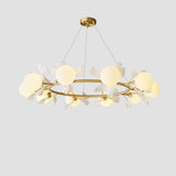 Modern Floral Leaves Circle White Ball Chandelier  Image - 5