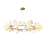 Modern Floral Leaves Circle White Ball Chandelier  Image - 8