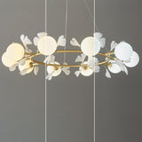 Modern Floral Leaves Circle White Ball Chandelier  Image - 9