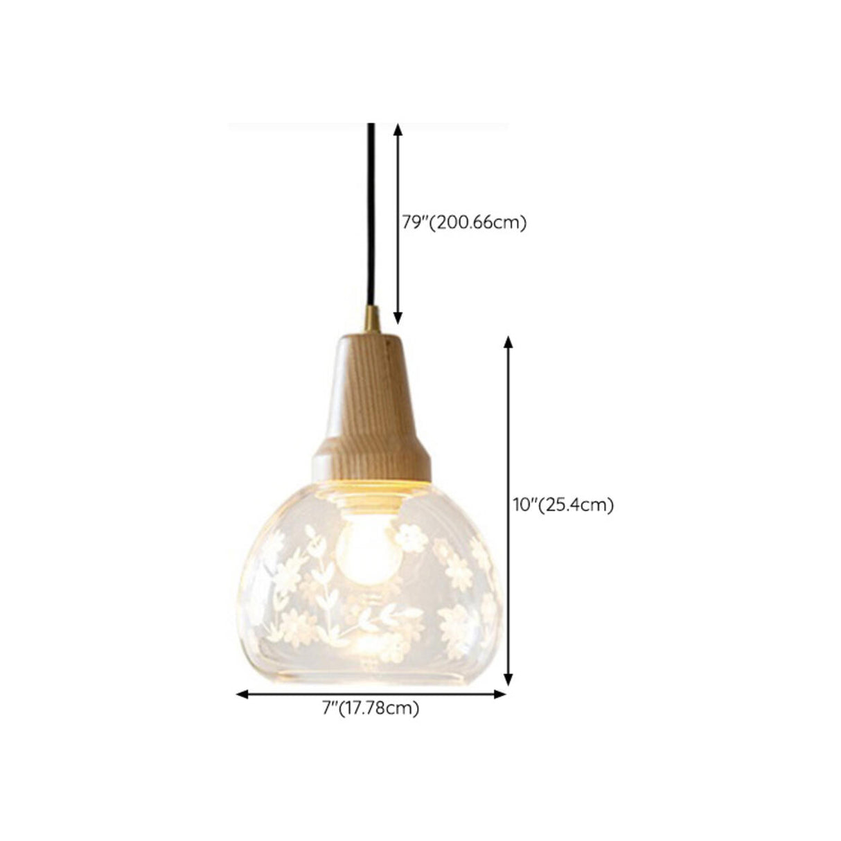 Modern Floral Pattern Dome Clear Glass Pendant Light 