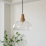 Modern Floral Pattern Dome Clear Glass Pendant Light Image - 4