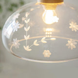 Modern Floral Pattern Dome Clear Glass Pendant Light Image - 8