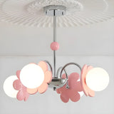 Modern Floral Pendant Light Pink Bedroom Chandelier Image - 2