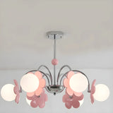 Modern Floral Pendant Light Pink Bedroom Chandelier Image - 3