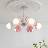 Modern Floral Pendant Light Pink Bedroom Chandelier Image - 5