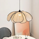 Modern Floral Petal Wooden Pendant Light Fixed Wiring Image - 3