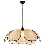 Modern Floral Petal Wooden Pendant Light Fixed Wiring Image - 5