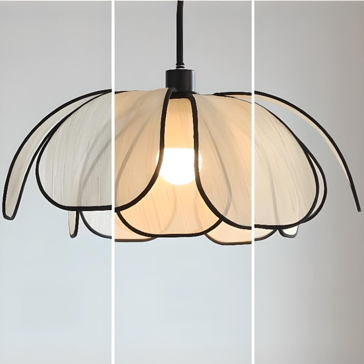 Modern Floral Petal Wooden Pendant Light Fixed Wiring Image - 9