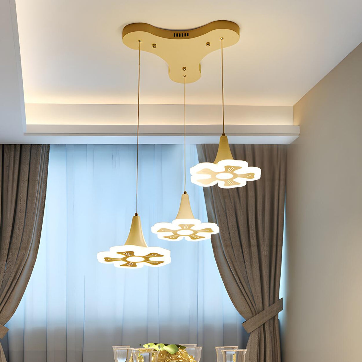 Modern Flower Acrylic LED Dining Room Pendant Light Image - 1