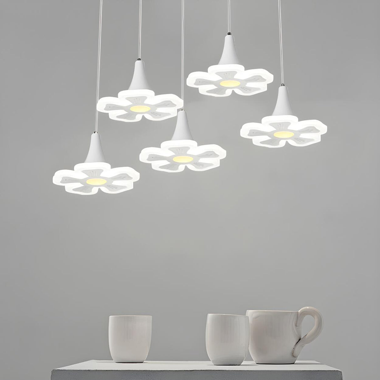 Modern Flower Acrylic LED Dining Room Pendant Light Image - 6