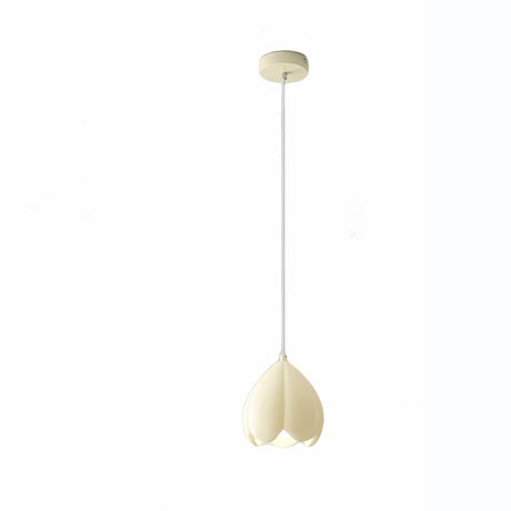 Modern Flower Bud Green Ivory Resin Pendant Light Bedroom Image - 2