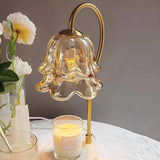 Modern Flower Glass Curved Metal Arm Candle Table Image - 16