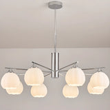 Chrome Globe Glass White Modern Chandelier Adjustable Height Image - 12