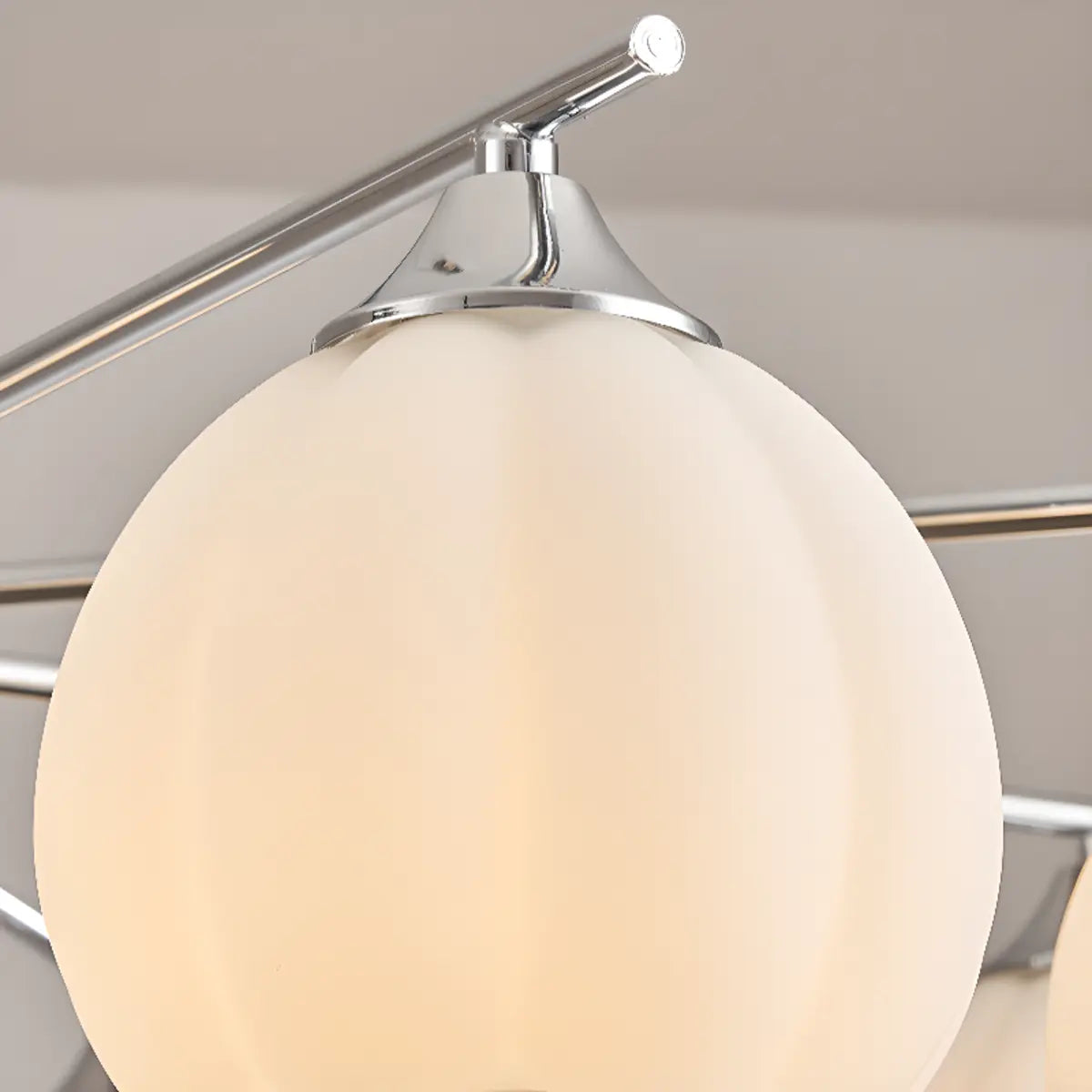 Chrome Globe Glass White Modern Chandelier Adjustable Height Image - 14