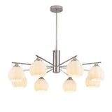 Chrome Globe Glass White Modern Chandelier Adjustable Height Image - 5