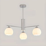 Chrome Globe Glass White Modern Chandelier Adjustable Height Image - 6