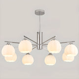 Chrome Globe Glass White Modern Chandelier Adjustable Height Image - 8