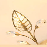 Modern Flower Leaf Crystal Semi-Flush Mount Light Image - 10