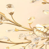 Modern Flower Leaf Crystal Semi-Flush Mount Light Image - 11