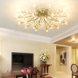 Modern Flower Leaf Crystal Semi-Flush Mount Light Image - 4