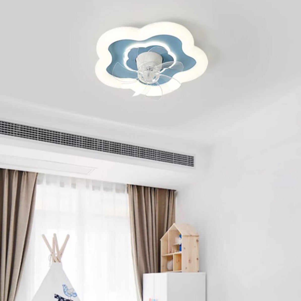 Modern Flower Shape 7 Blade Ceiling Fan with LED Light Image - 12