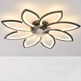 Modern Flower Shaped Dimming Ceiling Fan with LED Light Image - 12