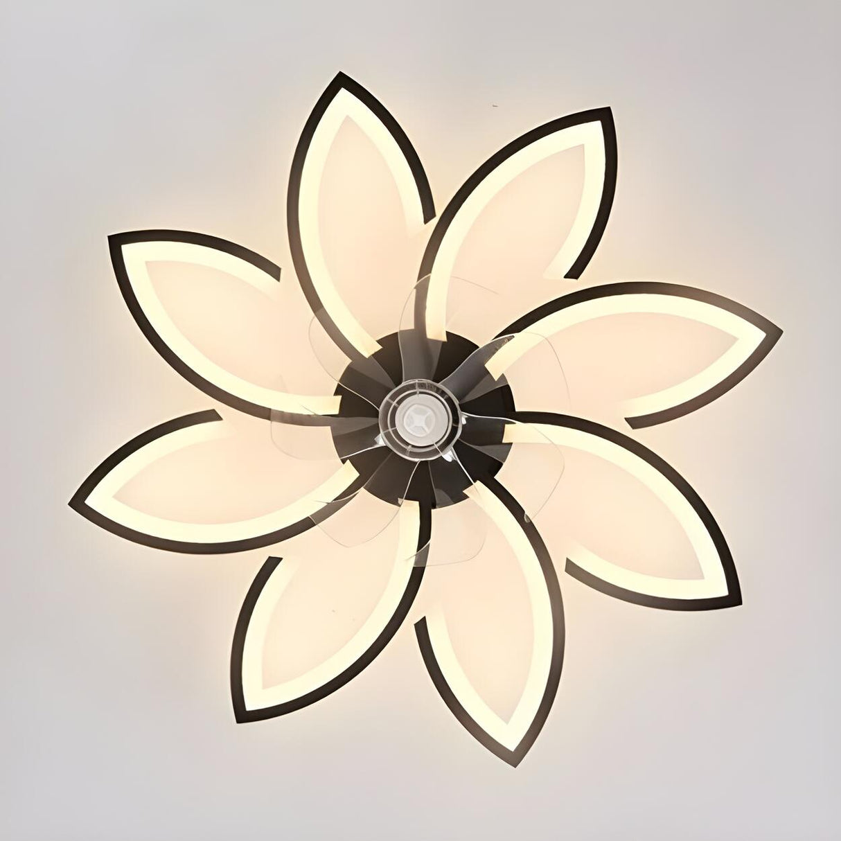 Modern Flower Shaped Dimming Ceiling Fan with LED Light Image - 13