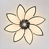 Modern Flower Shaped Dimming Ceiling Fan with LED Light Image - 13