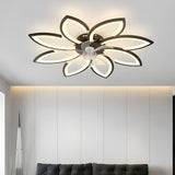 Modern Flower Shaped Dimming Ceiling Fan with LED Light Image - 15