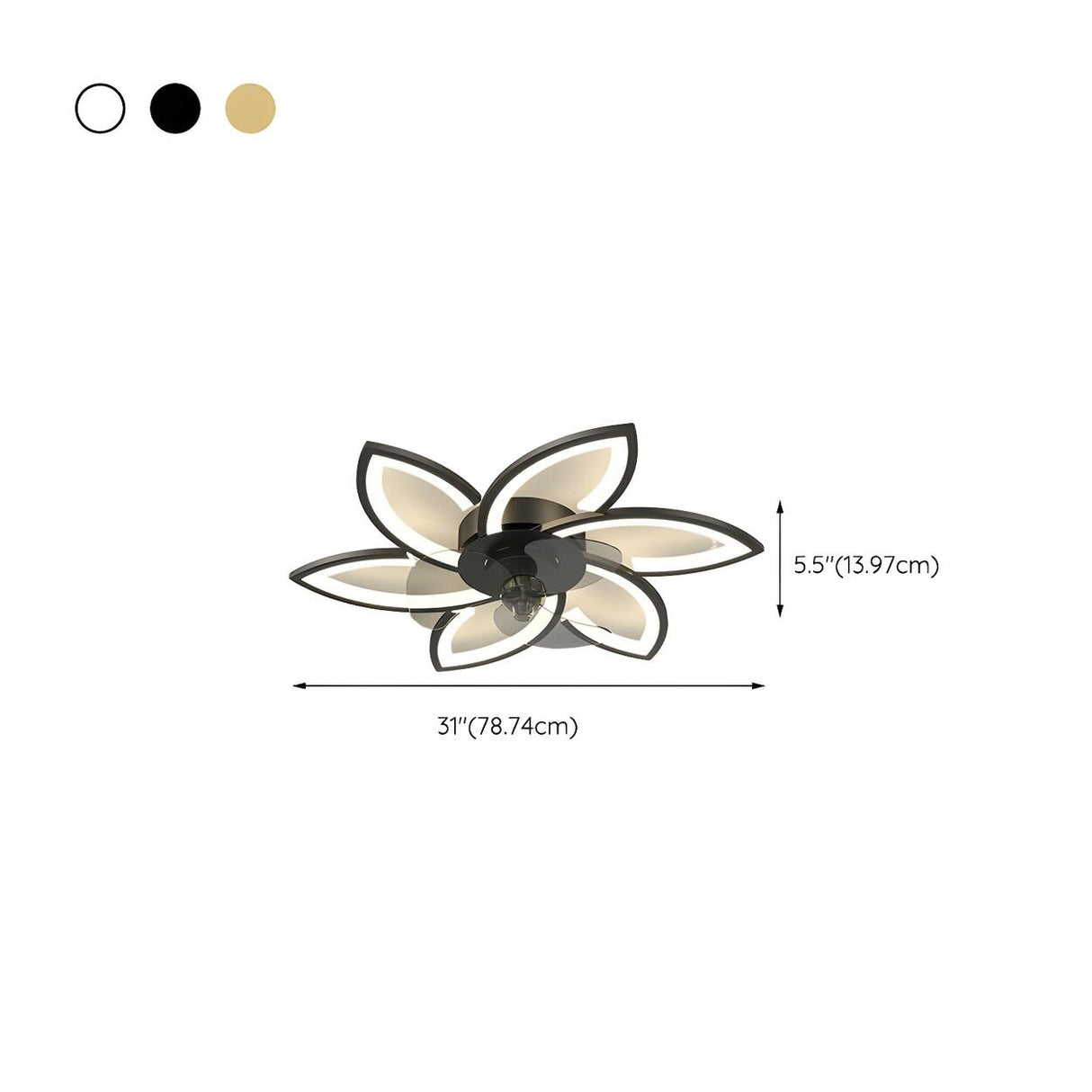 Modern Flower Shaped Dimming Ceiling Fan with LED Light 