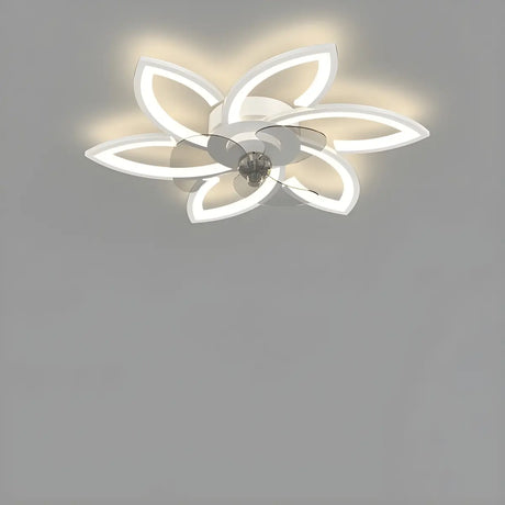 Modern Flower Shaped Dimming Ceiling Fan with LED Light Image - 2