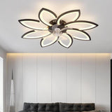 Modern Flower Shaped Dimming Ceiling Fan with LED Light Image - 6