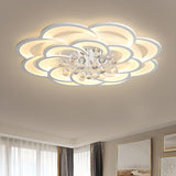 Modern Flower White Crystal LED Flush Mount Light Image - 1