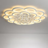 Modern Flower White Crystal LED Flush Mount Light Image - 10