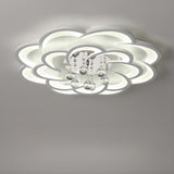 Modern Flower White Crystal LED Flush Mount Light Image - 11