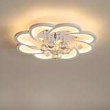 Modern Flower White Crystal LED Flush Mount Light Image - 12