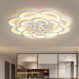 Modern Flower White Crystal LED Flush Mount Light Image - 2