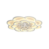 Modern Flower White Crystal LED Flush Mount Light Image - 5