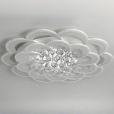 Modern Flower White Crystal LED Flush Mount Light Image - 6