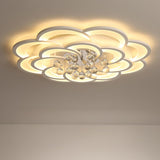 Modern Flower White Crystal LED Flush Mount Light Image - 8