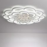 Modern Flower White Crystal LED Flush Mount Light Image - 9