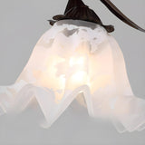 Modern Flower White Glass Brown Bedroom Pendant Light Image - 10