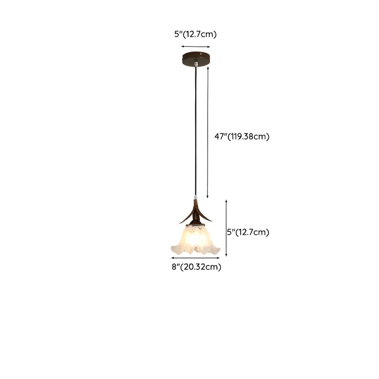 Modern Flower White Glass Brown Bedroom Pendant Light 