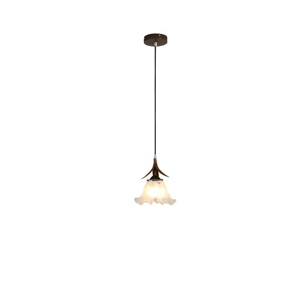 Modern Flower White Glass Brown Bedroom Pendant Light Image - 2