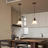 Modern Flower White Glass Brown Bedroom Pendant Light Image - 4