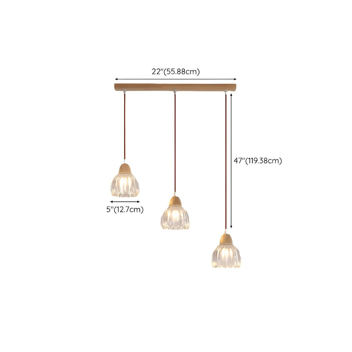 Modern Flower Wood Clear Glass Pendant Lights Image - 14