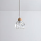 Modern Flower Wood Clear Glass Pendant Lights Image - 4