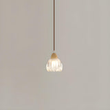 Modern Flower Wood Clear Glass Pendant Lights Image - 6