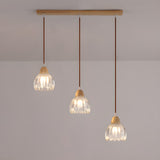 Modern Flower Wood Clear Glass Pendant Lights Image - 9