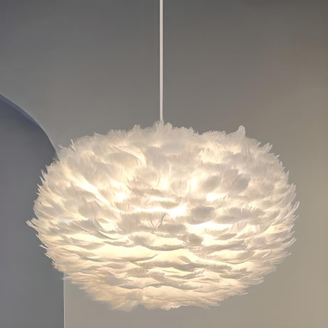 Modern Fluffy Feather Pendant Light Flexible Length Image - 1